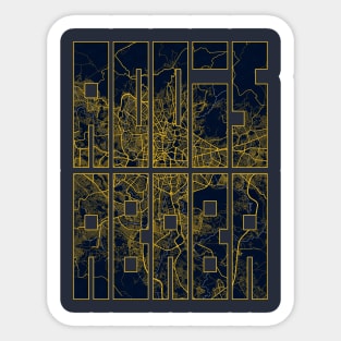 Addis Ababa, Ethiopia City Map Typography - Gold Art Deco Sticker